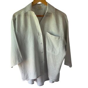 Magaschoni Sz XS Fine 100% Linen Pale Grey Cropped Oversized Elbow Sleeves